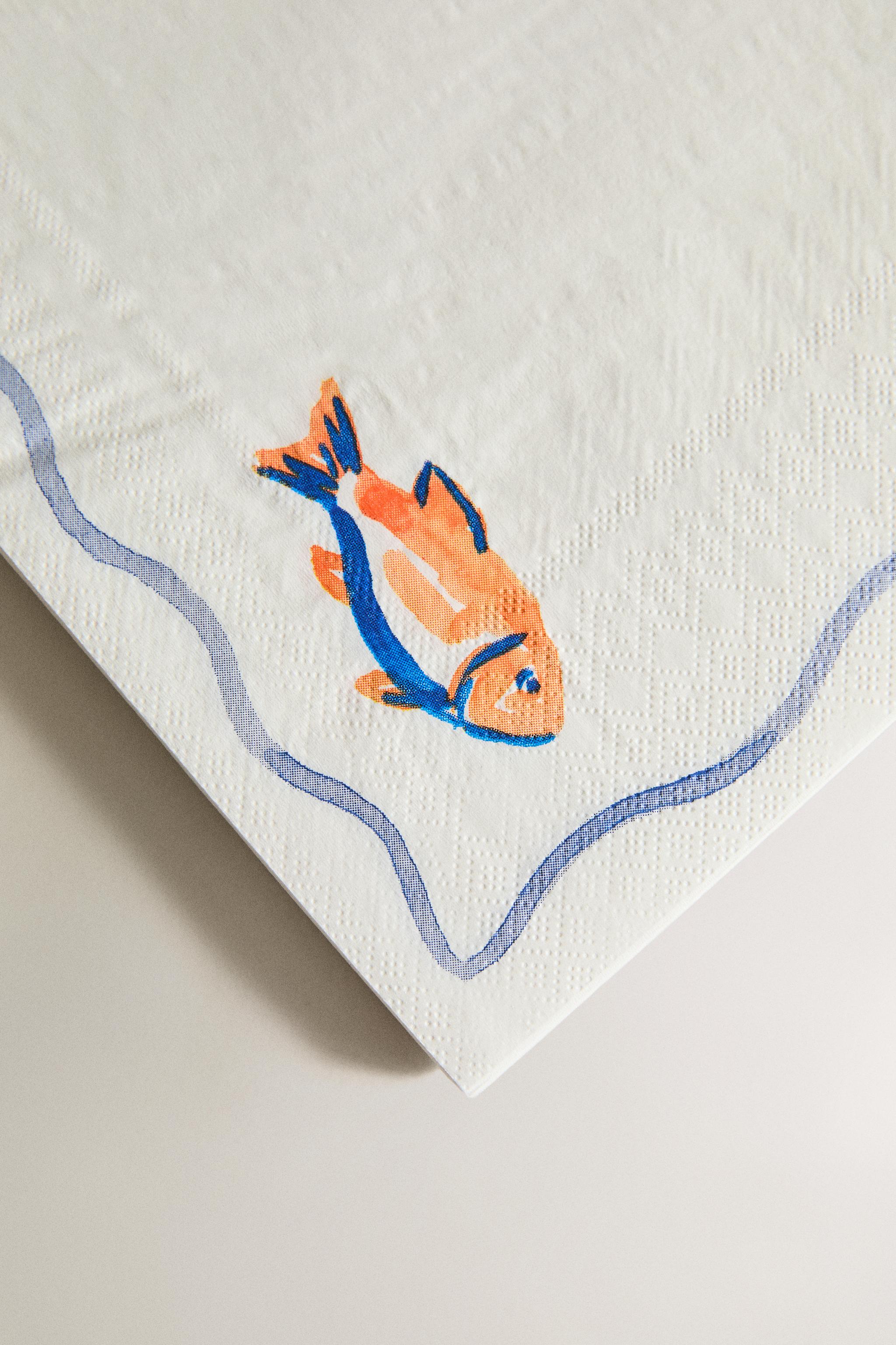 LOT DE SERVIETTES DE TABLE EN PAPIER POISSON (LOT DE 20)